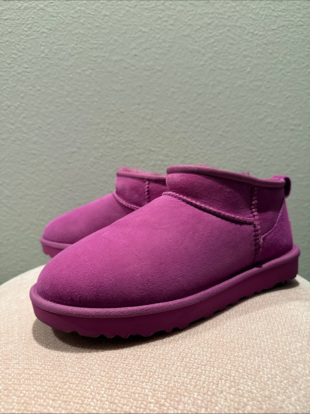 UGG women Magenta Suede Shearling Booties size 9 - Picture 7 of 8